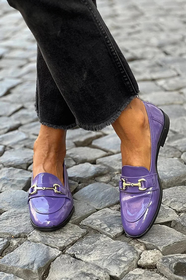 Tess | Violet Patchwork Moccasins with Buckle
