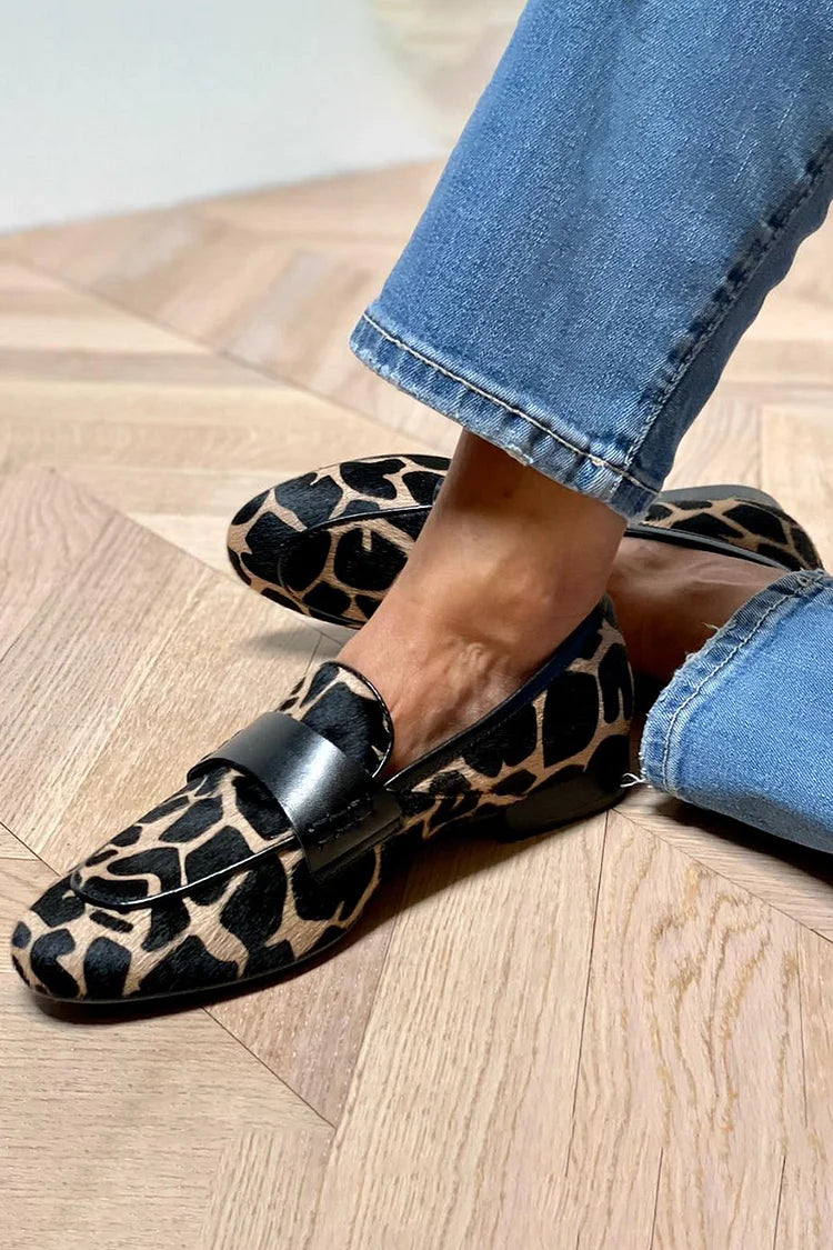 Sage | Cow Print Colour Block Moccasins
