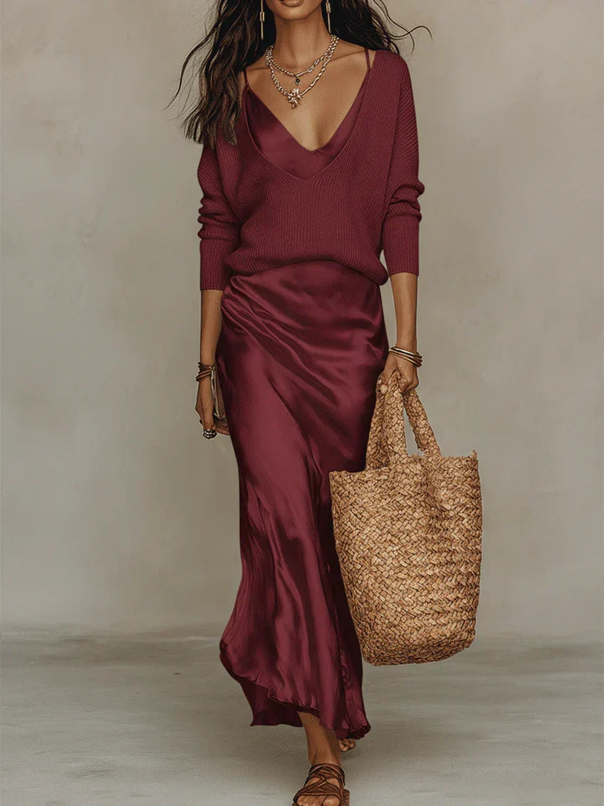 Anaïs | Abito midi elegante in raso
