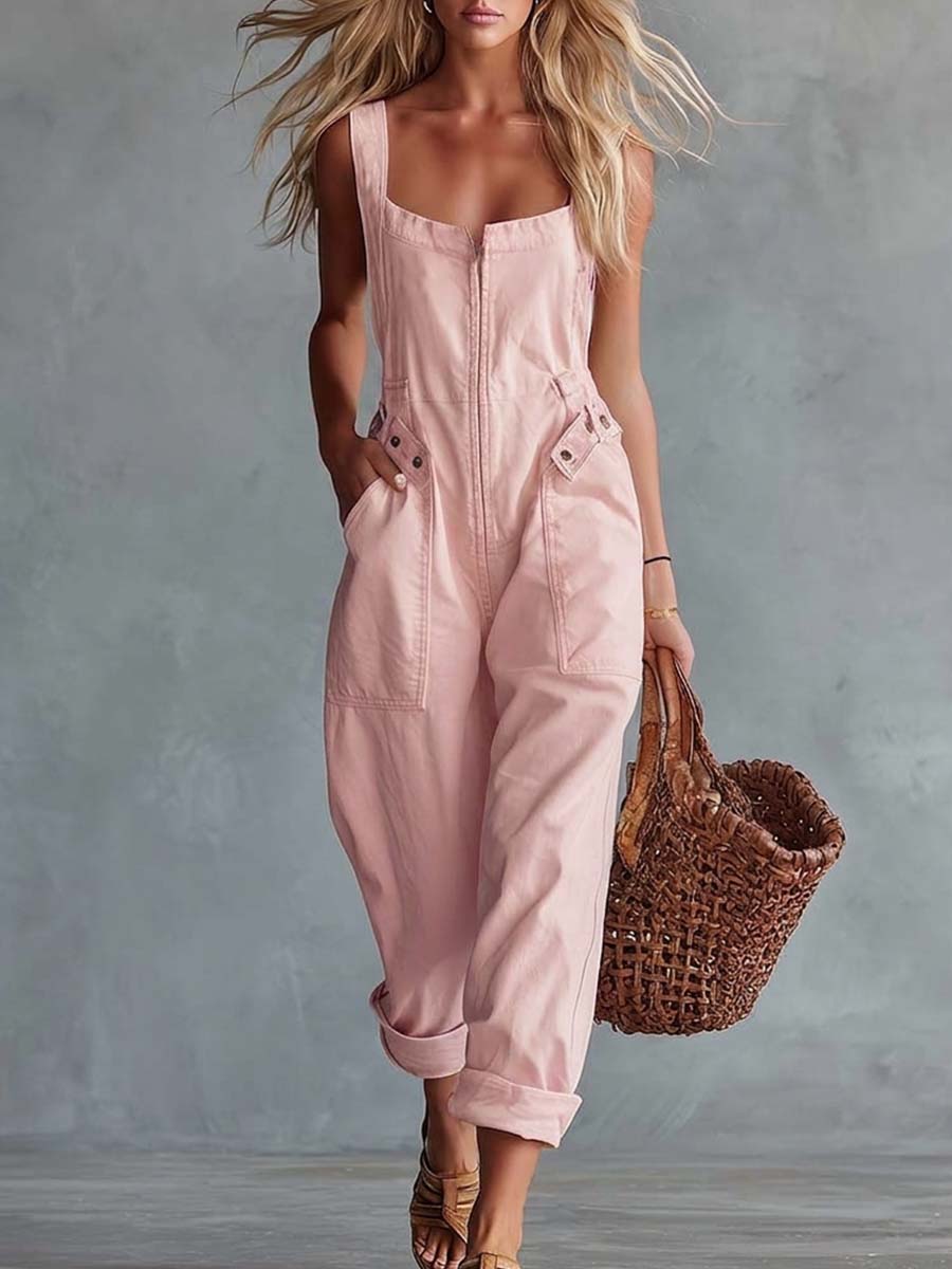 Romy | Retro Zip-Front Belted Jumpsuit