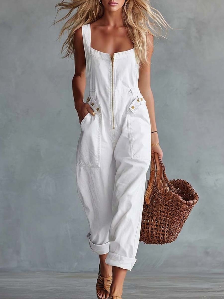 Romy | Retro Zip-Front Belted Jumpsuit