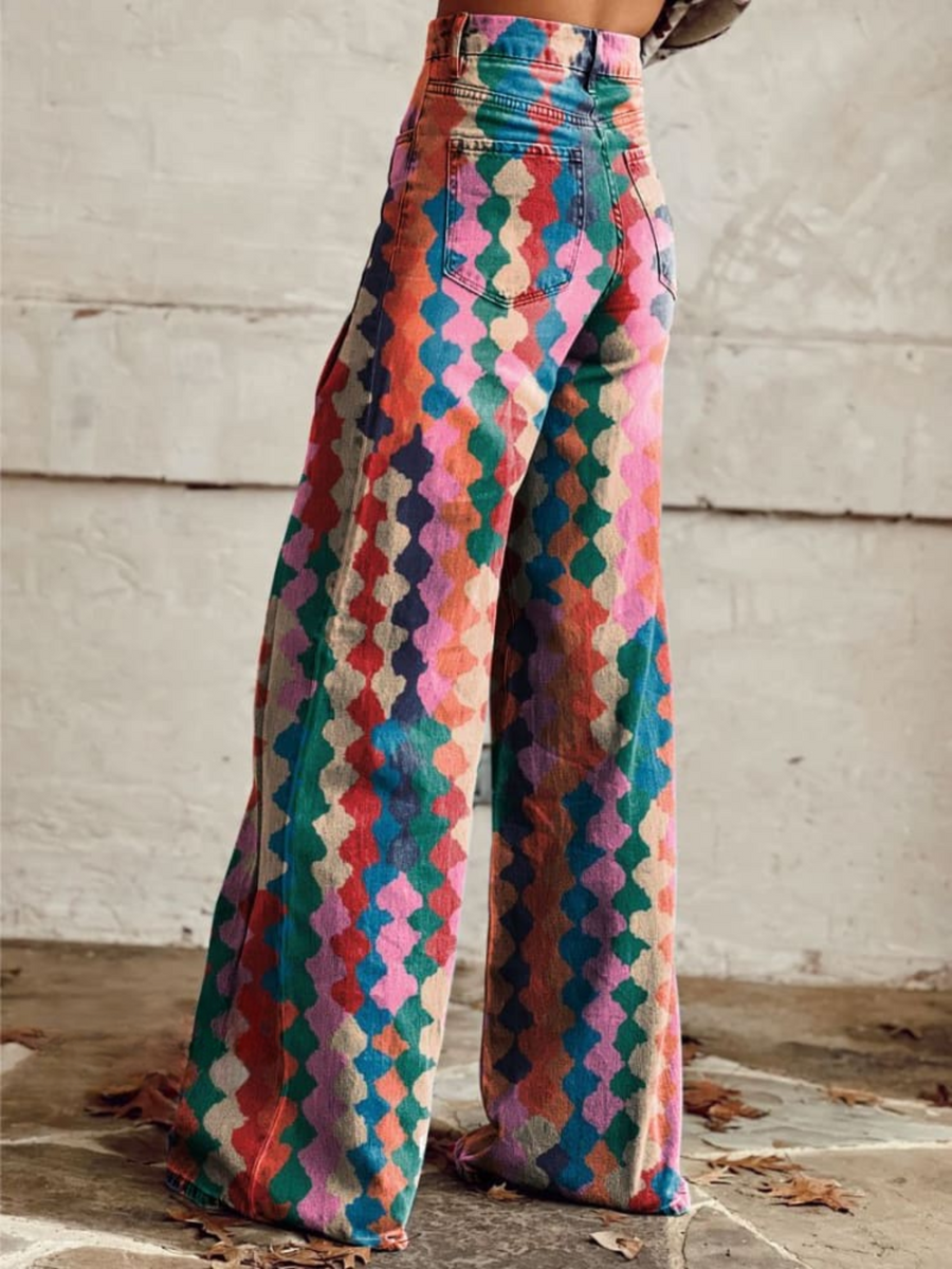 Helena | Pantaloni con stampa colorata rétro