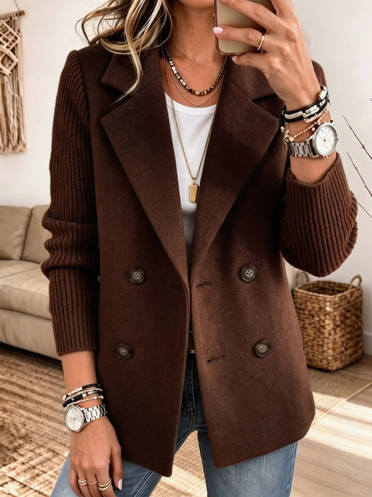 Carla | Blazer Elegante con Maniche in Maglia