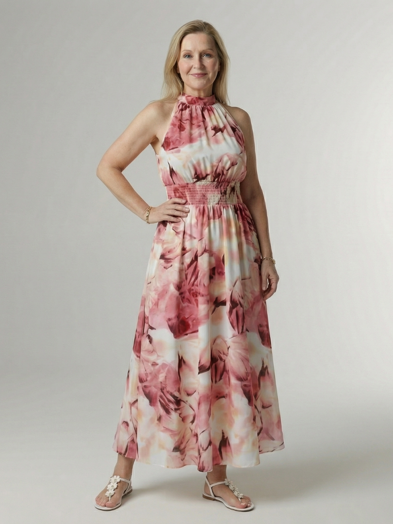 Sylin | Ruched Halter Midi Dress