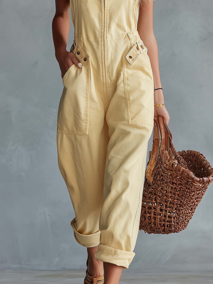 Romy | Retro Zip-Front Belted Jumpsuit