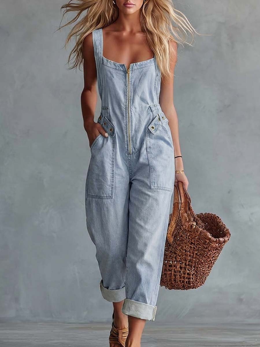 Romy | Retro Zip-Front Belted Jumpsuit