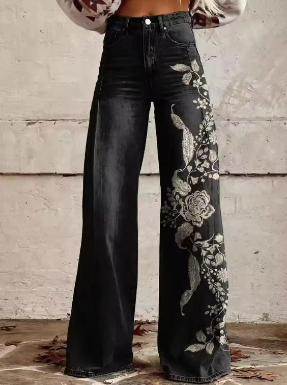 Frida | Pantaloni stile bohémien in morbido cotone nero