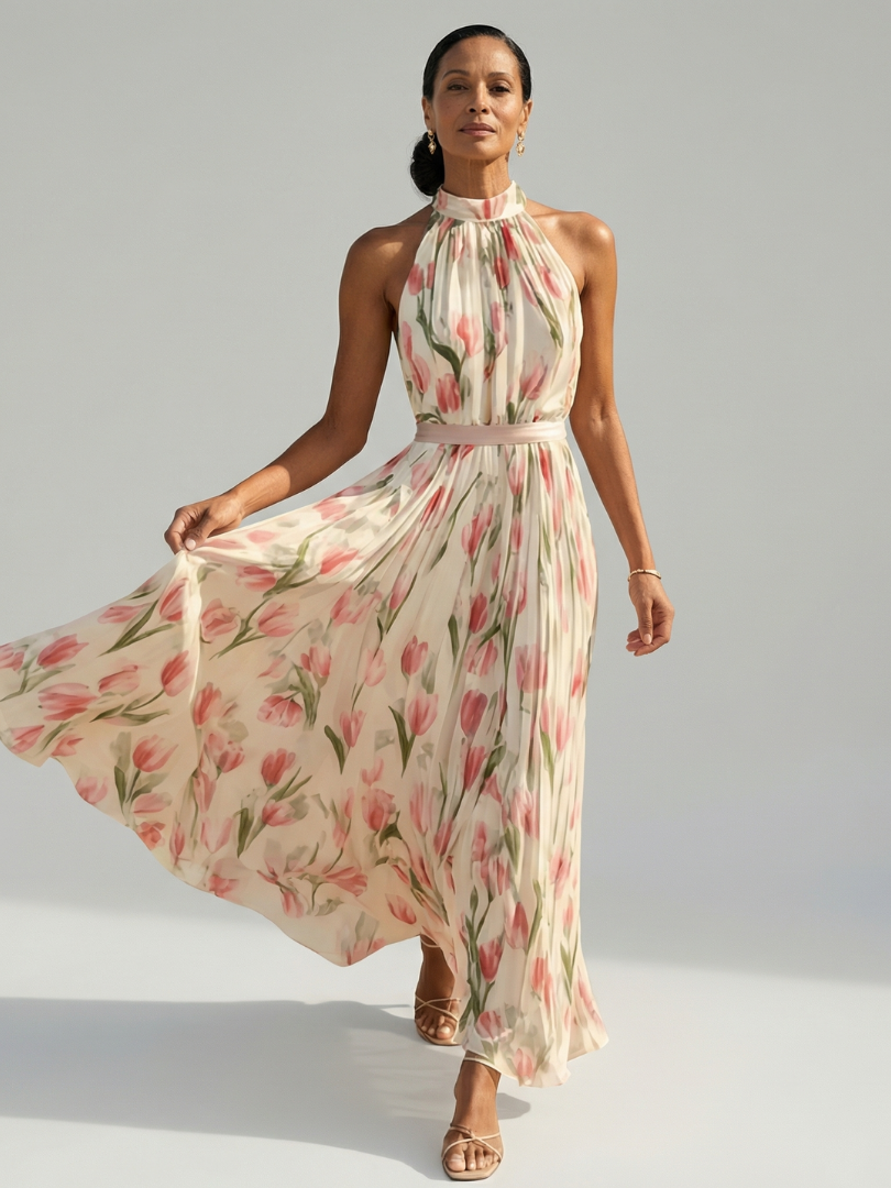 Aurelle | Abito midi floreale con scollo all'americana