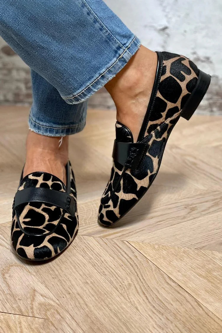 Sage | Cow Print Colour Block Moccasins