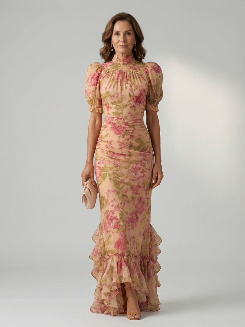 Vianne | High-Neck Floral Maxi Dress