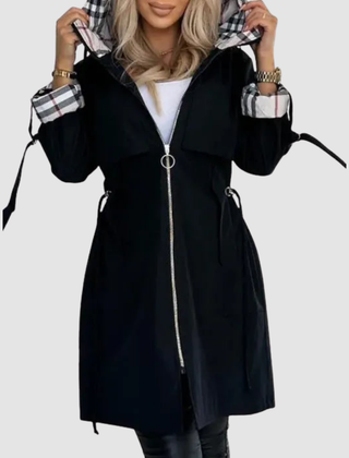 Assuntina cappotto impermeabile con zip nero