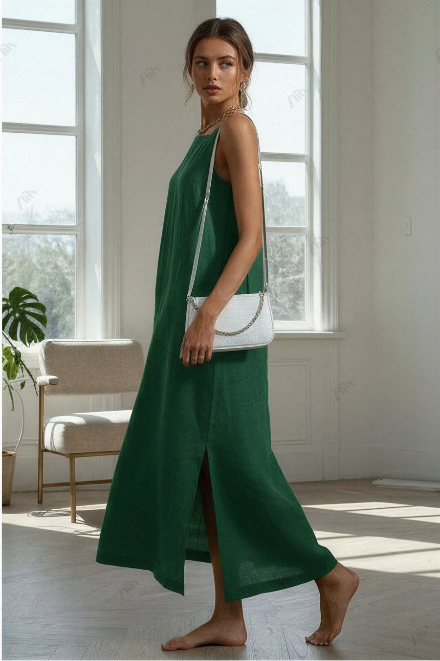 Francette | Abito midi in cotone e lino
