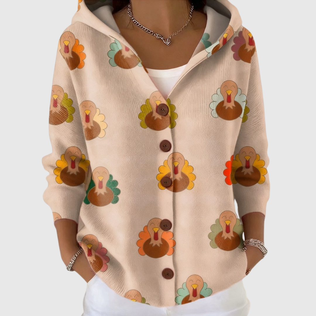 Pierina | Button-Up Hooded Knit Cardigan