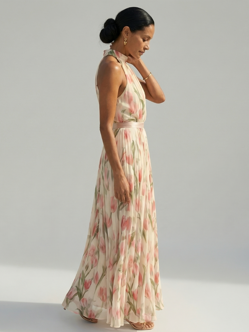Aurelle | Abito midi floreale con scollo all'americana