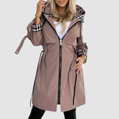 Assuntina cappotto impermeabile con zip marrone