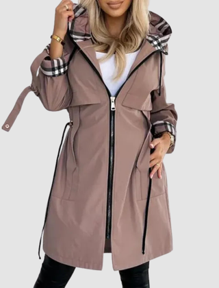 Assuntina cappotto impermeabile con zip marrone