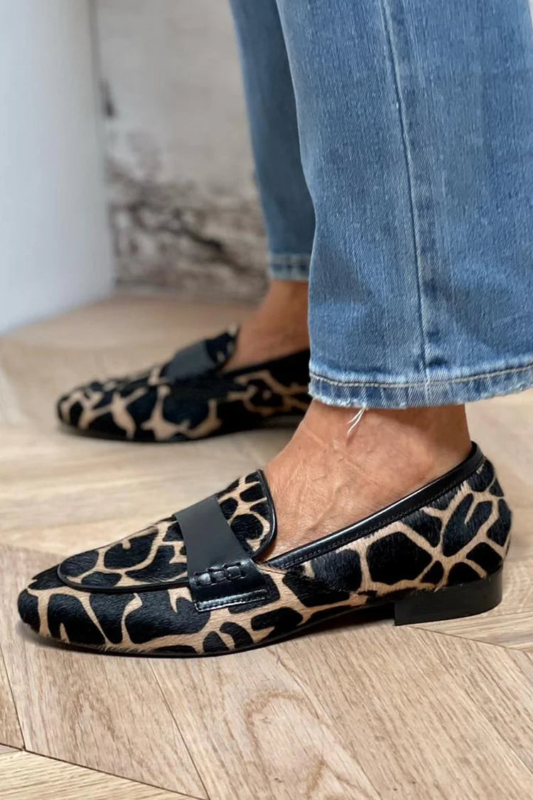 Sage | Cow Print Colour Block Moccasins