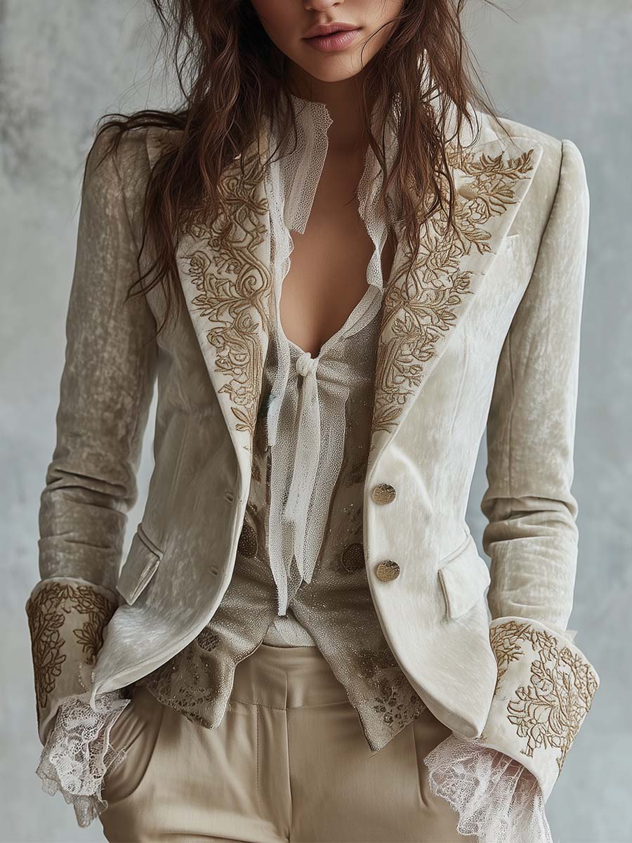 Cordelia | Blazer Sartoriale Ricamato Avorio