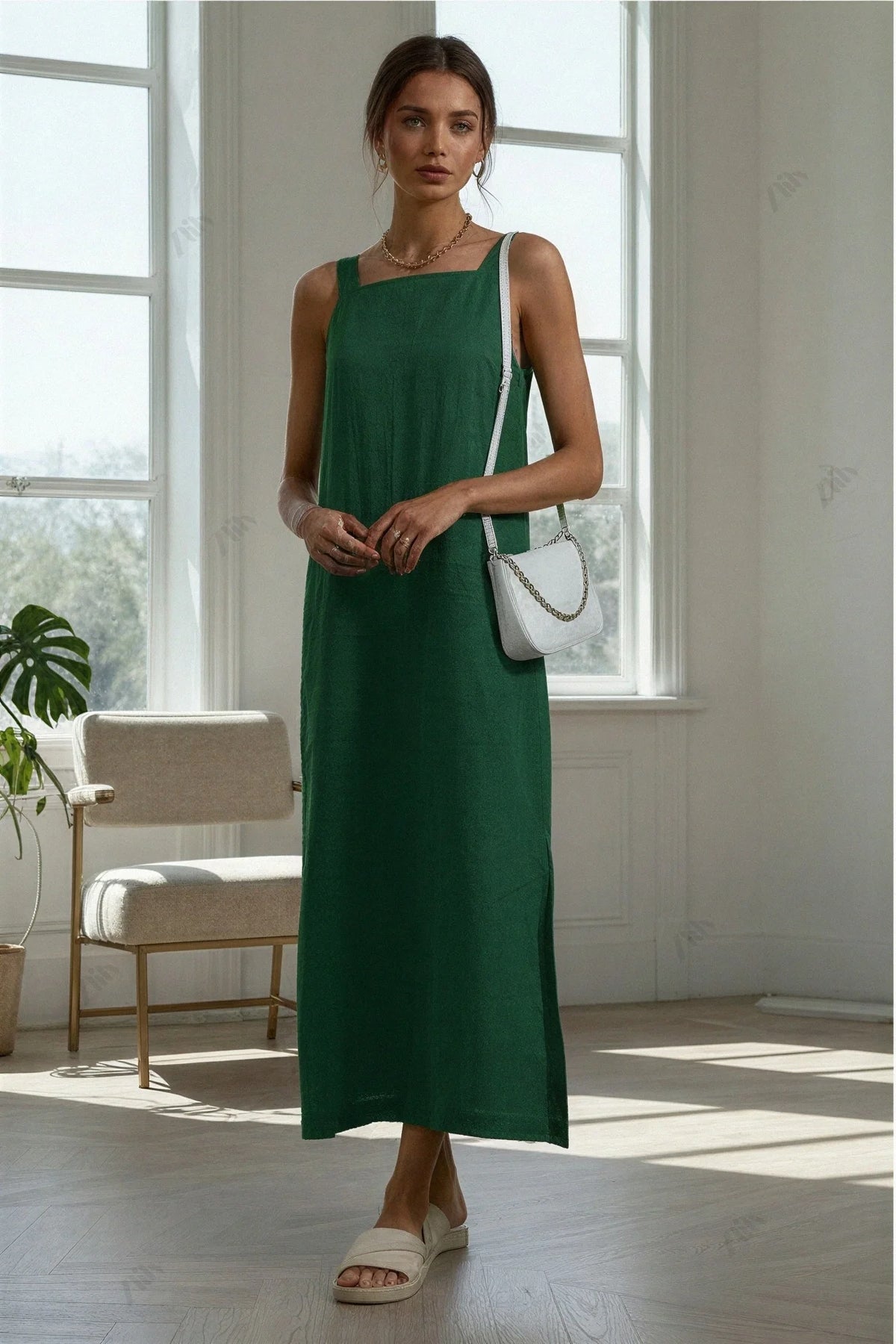 Francette | Abito midi in cotone e lino