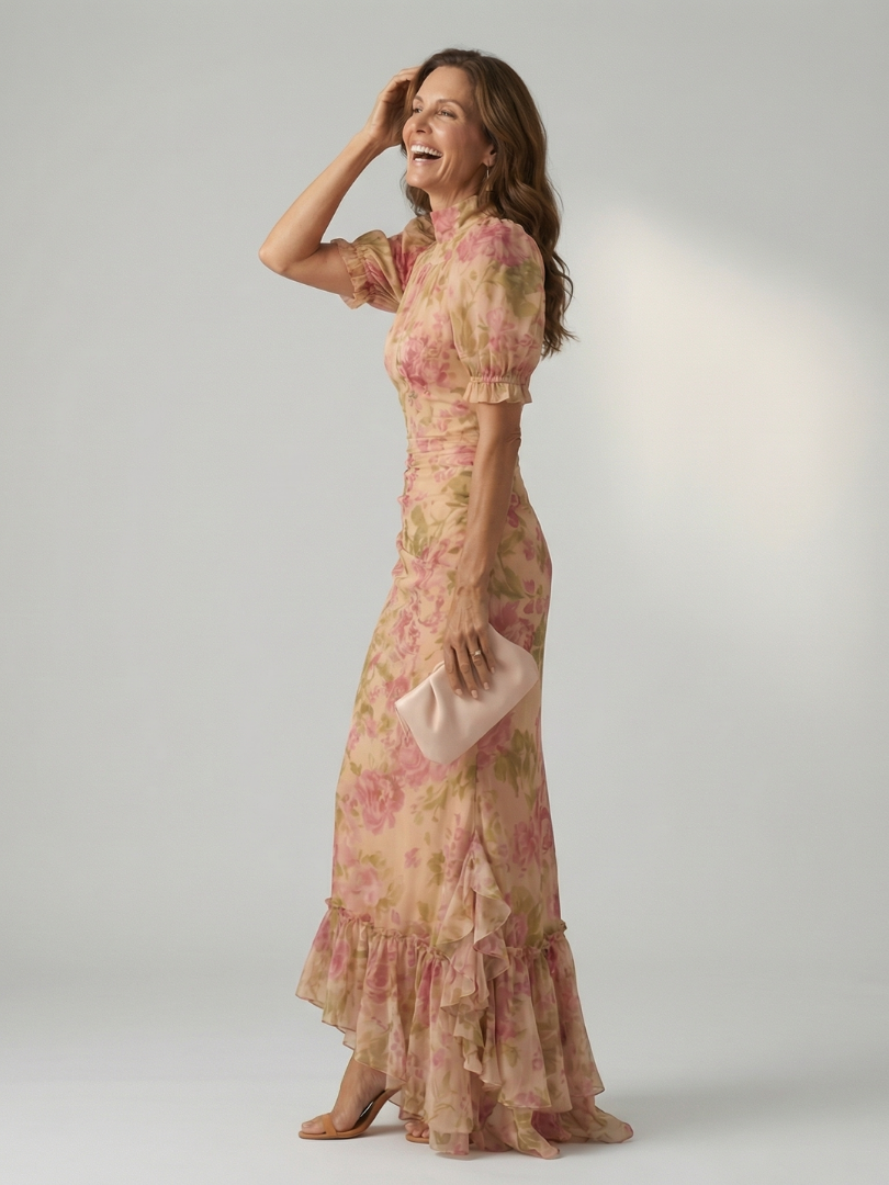 Vianne | High-Neck Floral Maxi Dress