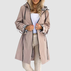 Assuntina cappotto impermeabile con zip beige