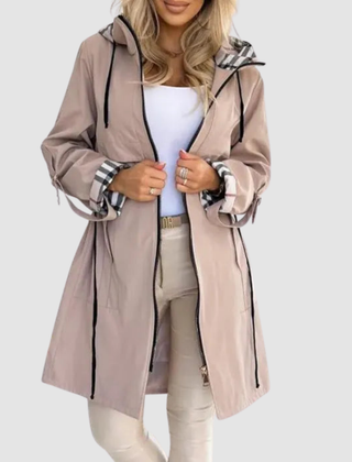 Assuntina cappotto impermeabile con zip beige
