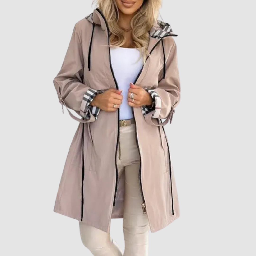 Assuntina cappotto impermeabile con zip beige