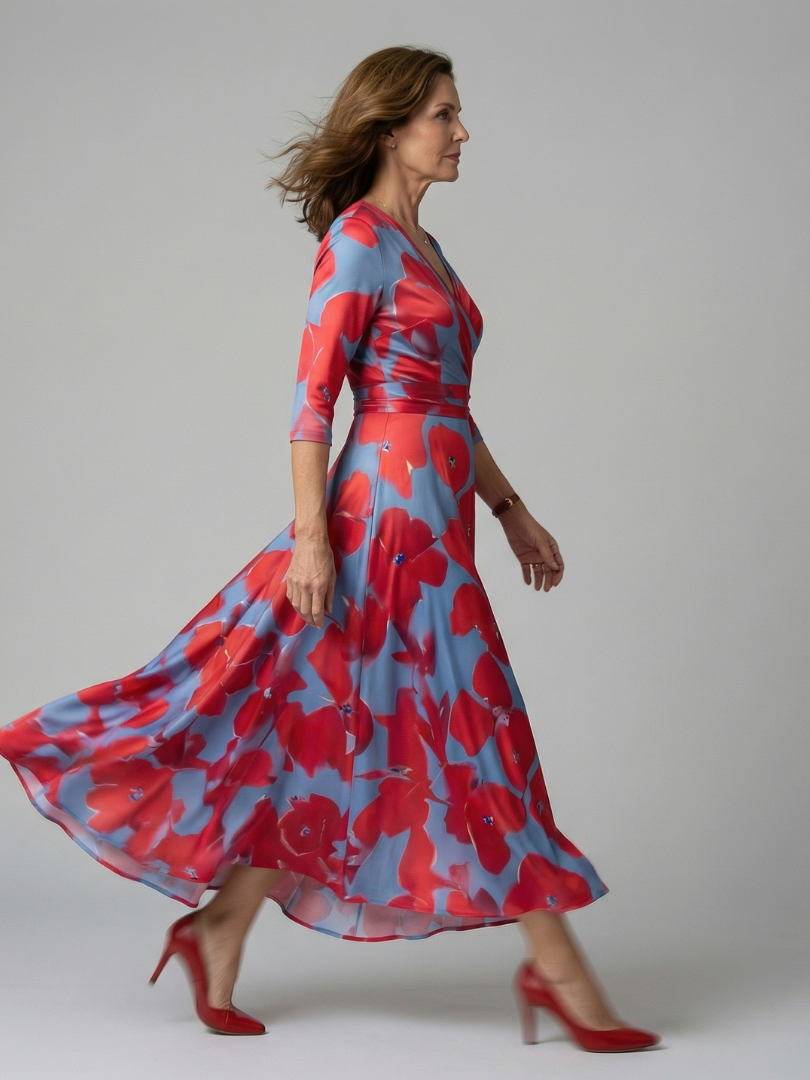 Celine | Wrap Floral Midi Dress
