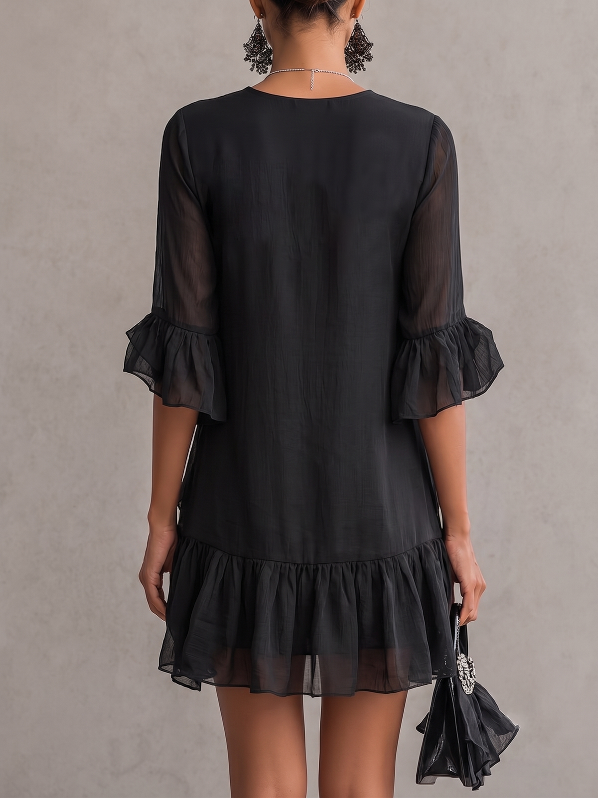 Seraphine | Mini abito in chiffon a balze e pizzo