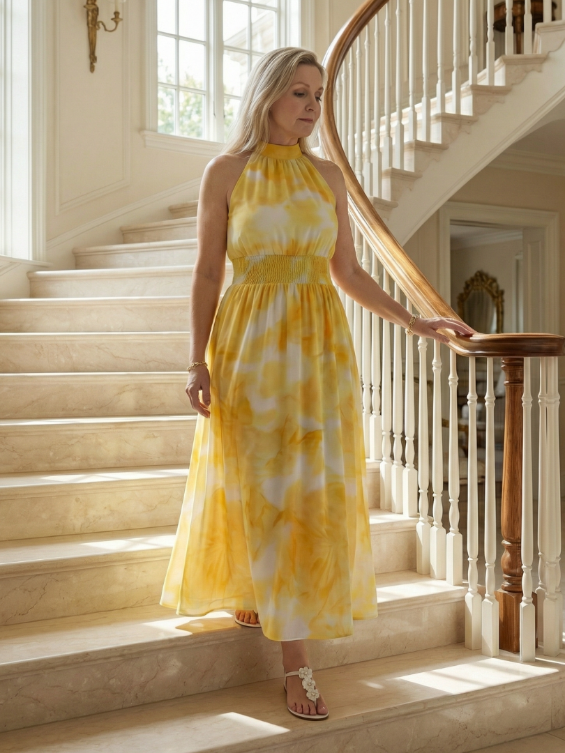 Sylin | Ruched Halter Midi Dress