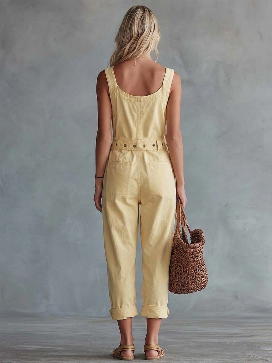 Romy | Retro Zip-Front Belted Jumpsuit