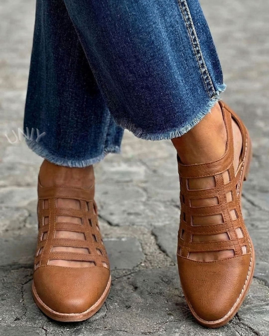Lux | Woven Brown Pointed Moccasins