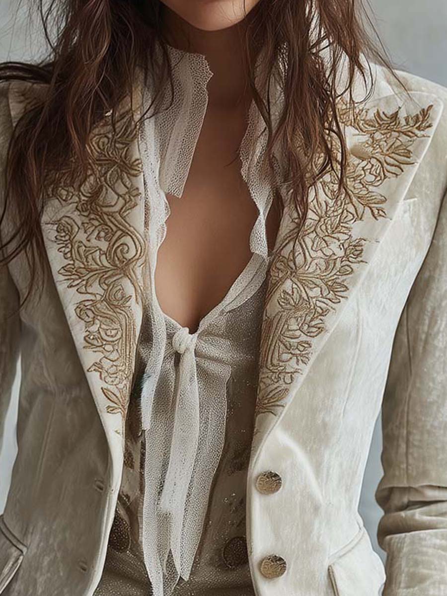Cordelia | Blazer Sartoriale Ricamato Avorio