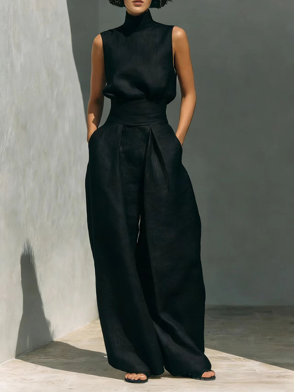 Maria | Completo Elegante in Misto Lino e Cotone con Canotta e Pantaloni Morbidi