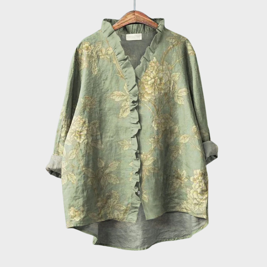 Eline | Elegant Long-Sleeved Linen Blouse with a Classic Style