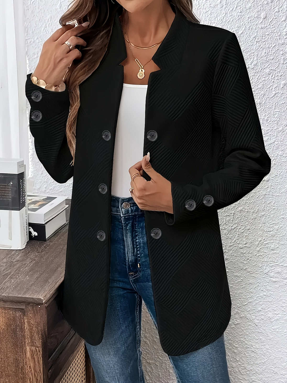 Hilkka giacca goffrata nero