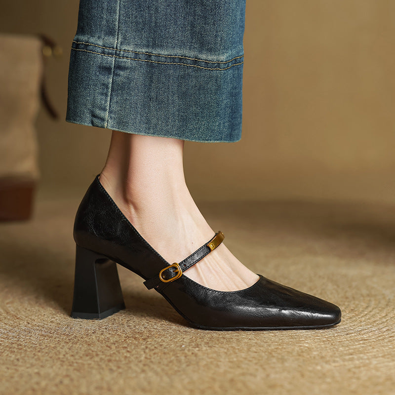 Marleon | Leather Block-Heel Pumps