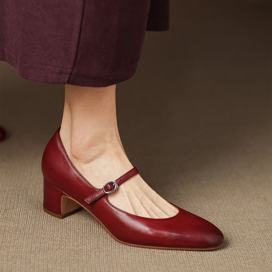 Corinne | Round-Toe Leather Mary Janes
