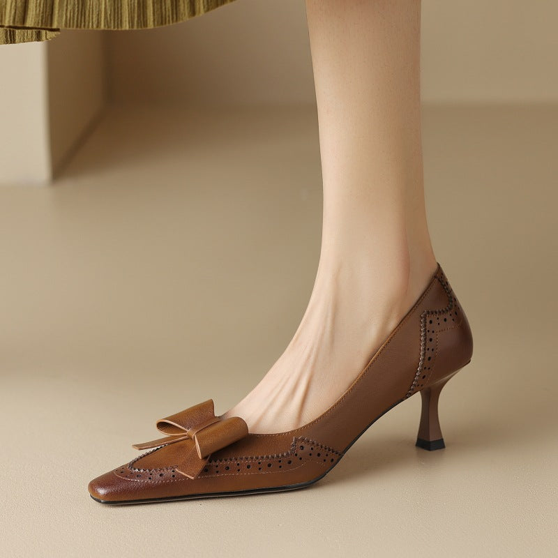 Celora | Décolleté in pelle con fiocco