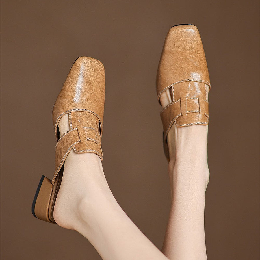 Rosel | Square-Toe Leather Mules