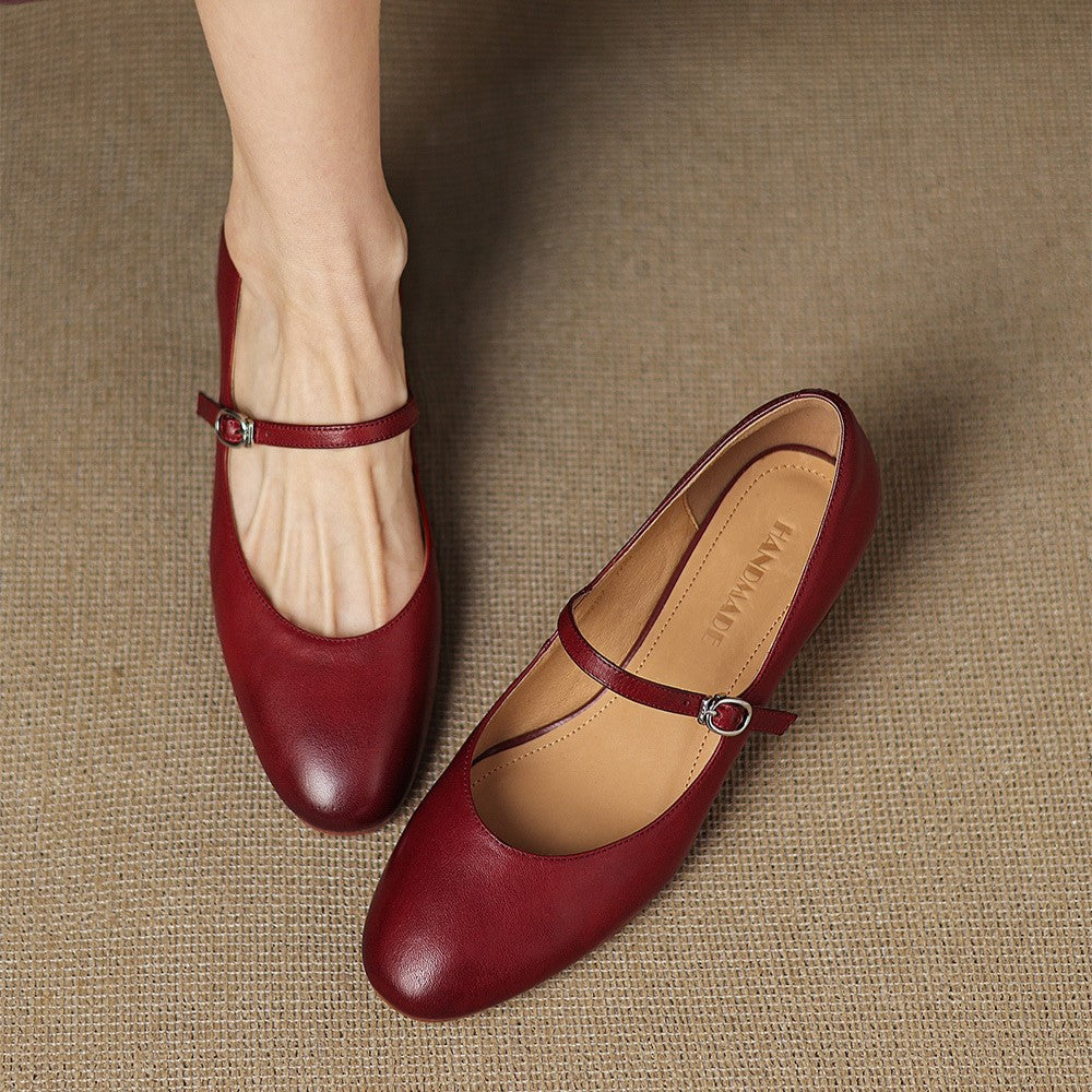 Corinne | Mary Jane in pelle con punta tonda