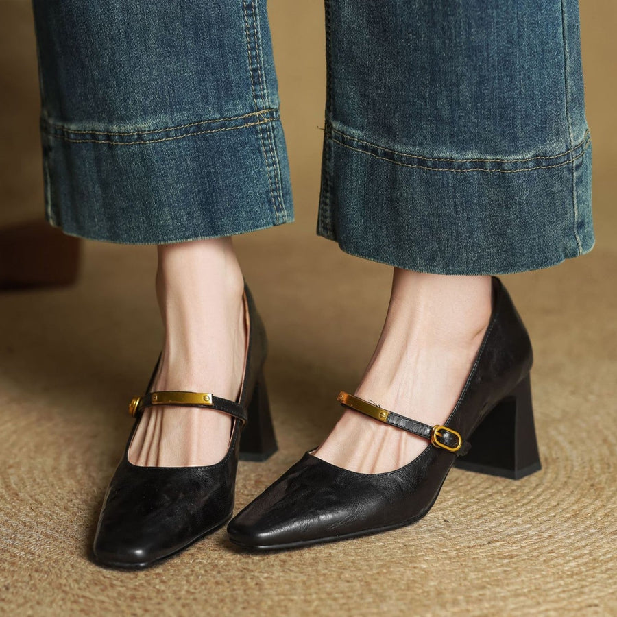 Marleon | Leather Block-Heel Pumps