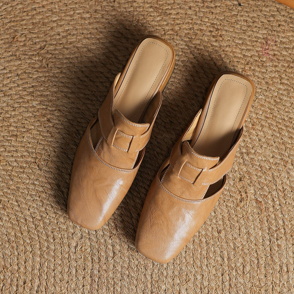 Rosel | Mules in pelle a punta quadrata