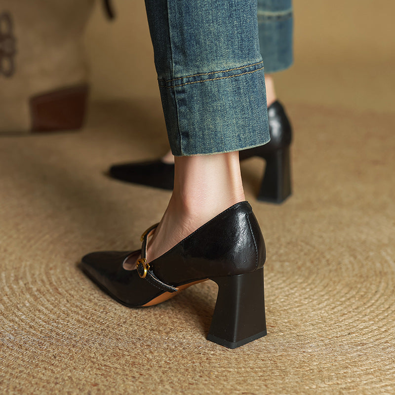Marleon | Leather Block-Heel Pumps