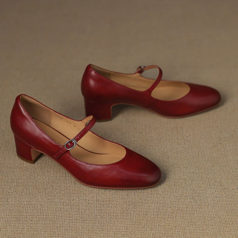 Corinne | Mary Jane in pelle con punta tonda