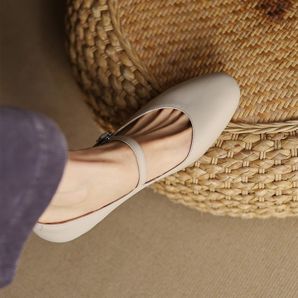 Corinne | Mary Jane in pelle con punta tonda