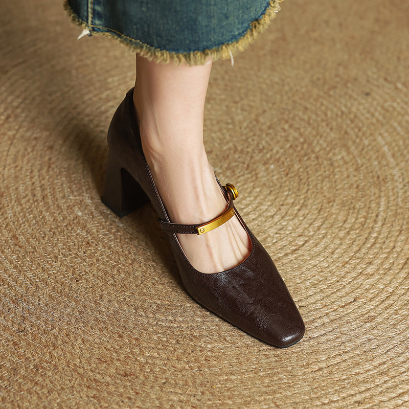 Marleon | Leather Block-Heel Pumps
