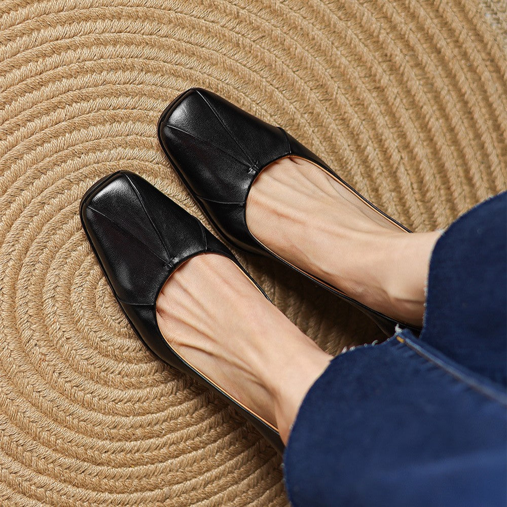 Marisol | Square-Toe Leather Heels