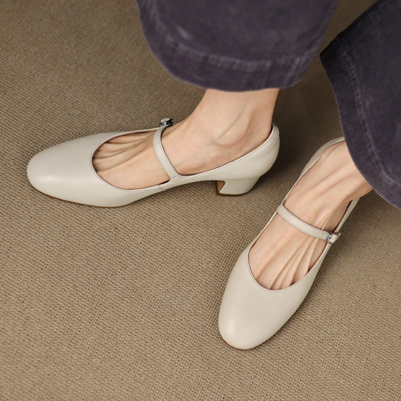 Corinne | Mary Jane in pelle con punta tonda