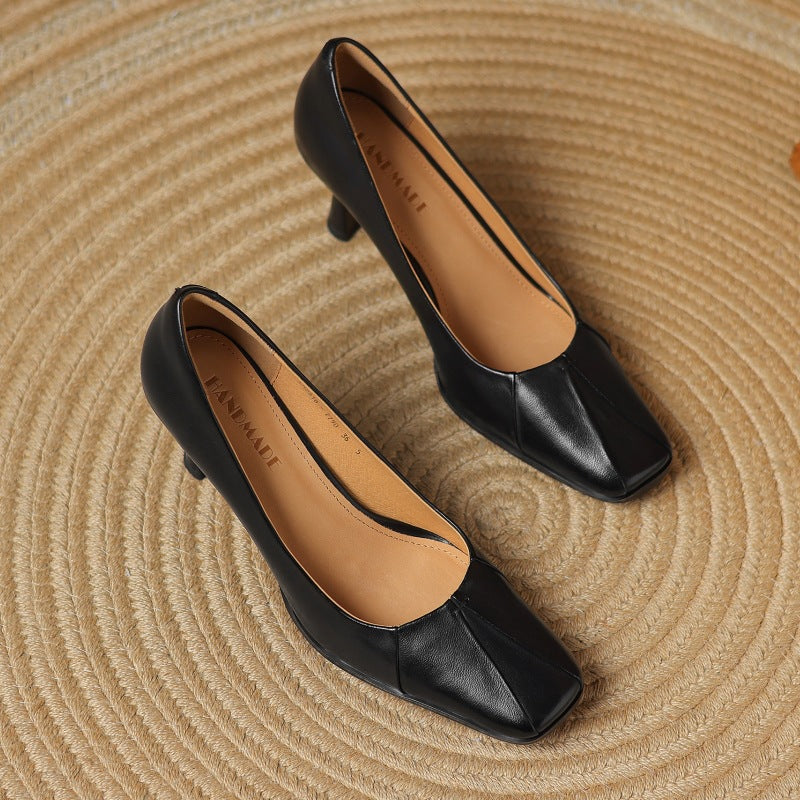 Marisol | Square-Toe Leather Heels
